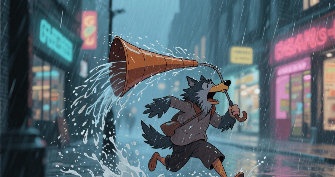 搞笑瞬(shùn)间：雨中被淋成落汤鸡